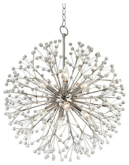Mid Century Modern Eight Light Chandelier-Polished Nickel Finish - ChandelierBy Bailey Street Home