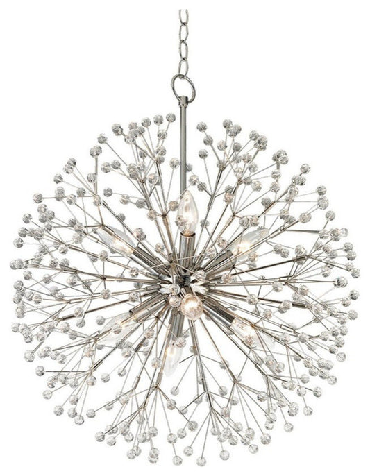 Mid Century Modern Eight Light Chandelier-Polished Nickel Finish - ChandelierBy Bailey Street Home