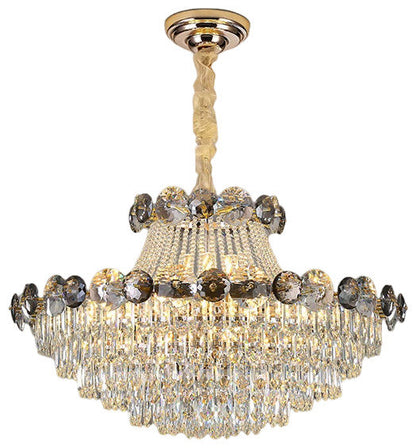 European Chic Round Crystal Chandelier, Dia39.4 X H21.3", Cool LightBy Miron Demid LLC