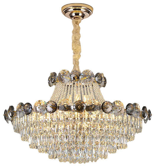 European Chic Round Crystal Chandelier, Dia39.4 X H21.3", Cool LightBy Miron Demid LLC