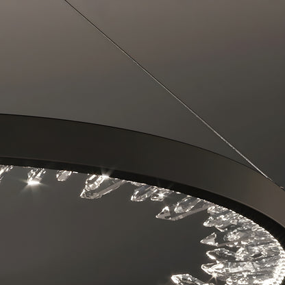 Altidona | Black Rings Modern Crystal Creative Luxury Hanging Led Chandelier, 3 Rings 4 BasesBy Miron Demid LLC