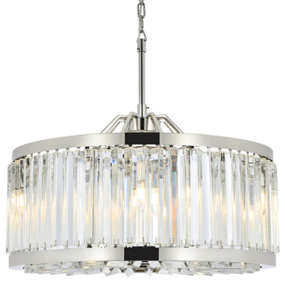 Elegant Lighting 1203D28/RC Chelsea 8 Light 28"W Crystal Drum - Polished NickelBy Elegant Furniture & Lighting