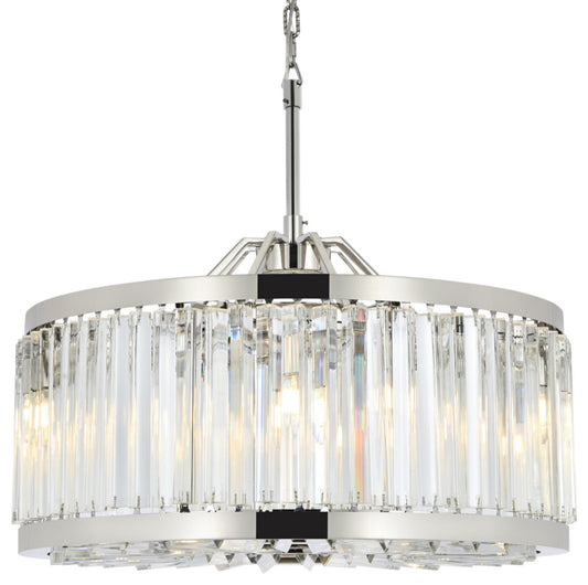 Elegant Lighting 1203D28/RC Chelsea 8 Light 28"W Crystal Drum - Polished NickelBy Elegant Furniture & Lighting