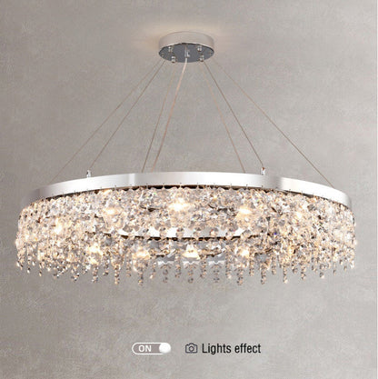 Modern Chrome Crystal LED Chandelier for Dining Room, Kitchen, Dia39.4xh7.0+39.4", 1 Ring, Cool LightBy Miron Demid LLC