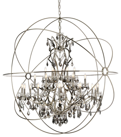Elegant Lighting 1130G60-SS/RC Geneva 25 Light 60"W Crystal - Polished NickelBy Elegant Furniture & Lighting