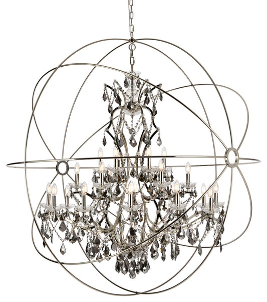 Elegant Lighting 1130G60-SS/RC Geneva 25 Light 60"W Crystal - Polished NickelBy Elegant Furniture & Lighting