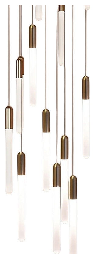 Villa Forci Duplex Staircase Foyer Chandelier, Gold, 18 LightsBy Morsale.com