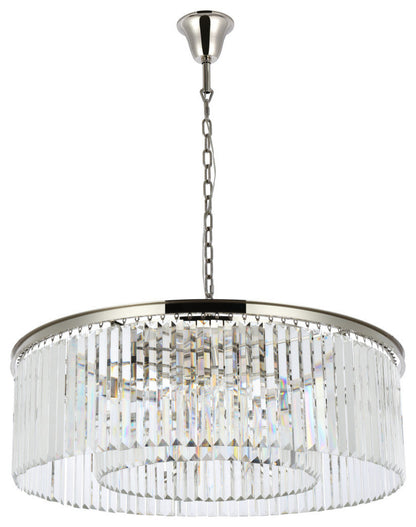 Elegant Lighting 1238G43/RC Sydney 10 Light 44"W Crystal Drum - Matte BlackBy Elegant Furniture & Lighting