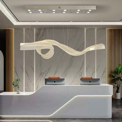 Alassio | Creative LED Chandelier in the Shape of Ribbon, Gold, L59.1" / L150.0cm, Warm Light, DimmableBy Miron Demid LLC