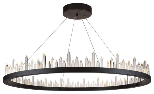 Elegant Lighting 1705D42 Malta 42"W LED Crystal Ring Chandelier - Satin DarkBy Elegant Furniture & Lighting