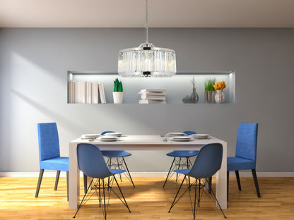 Elegant Lighting 1203D28/RC Chelsea 8 Light 28"W Crystal Drum - Polished NickelBy Elegant Furniture & Lighting