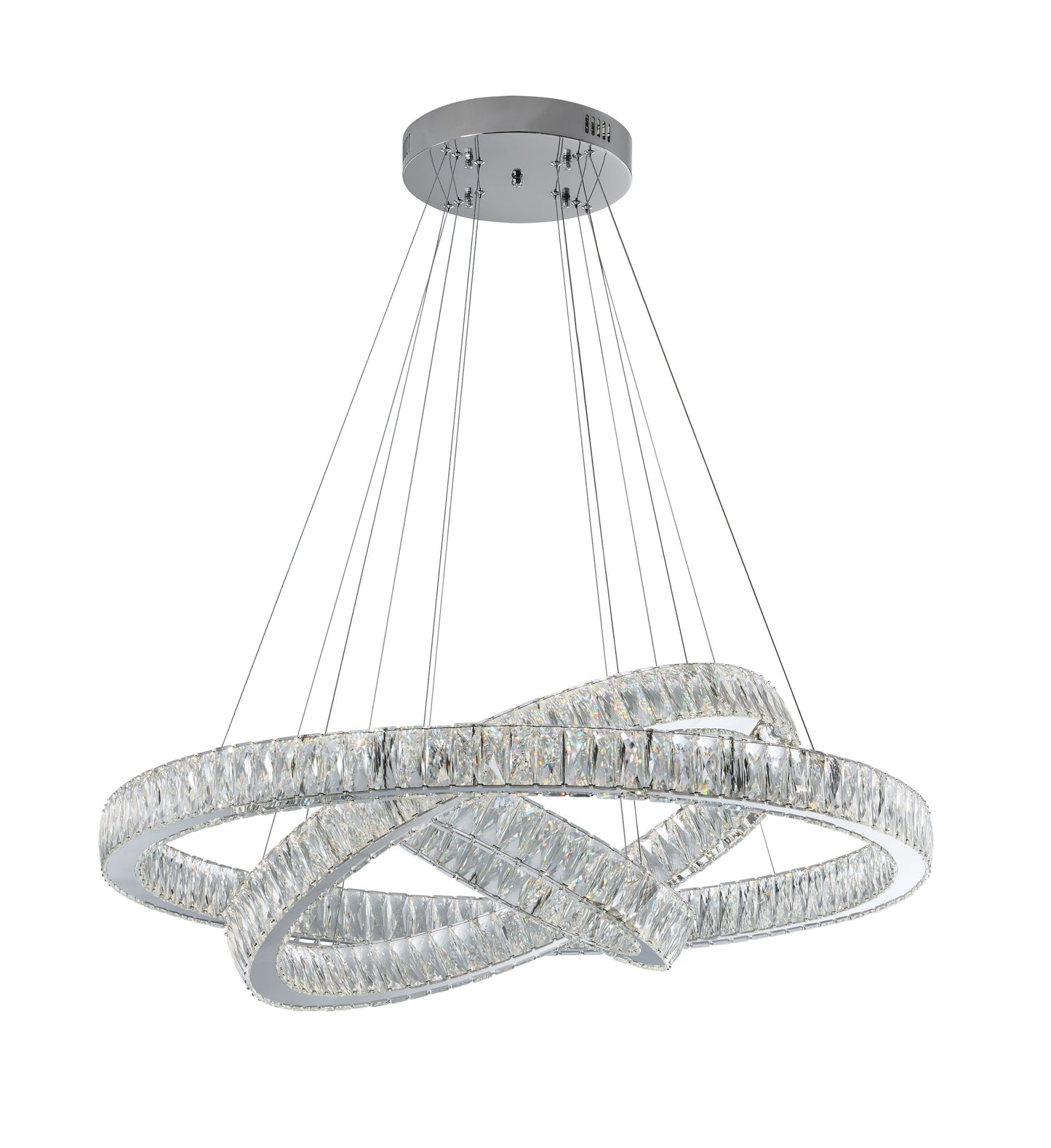 Crystal Elegance Integrated LED 3 Rings ChandelierBy Finesse Decor