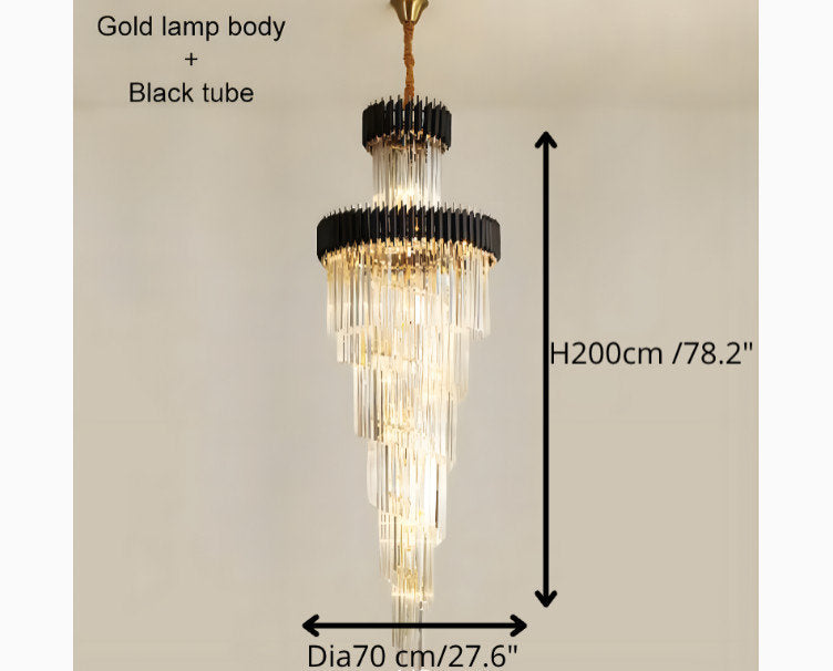 Art Deco | Black and Gold Crystal Chandelier for Hall and Staircase, Black, 27.6'', Non-Dimmable, Warm LightBy Miron Demid LLC