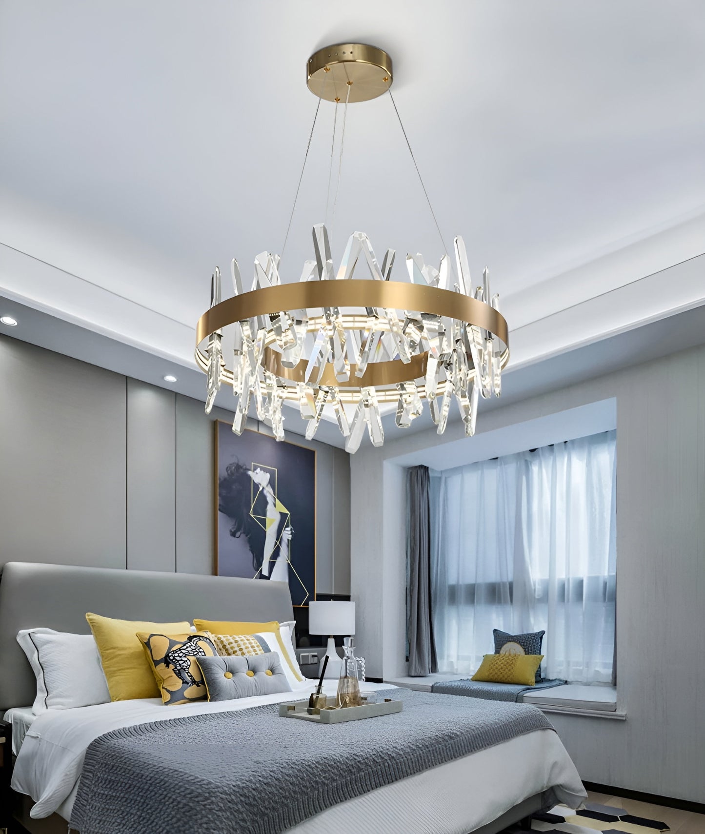 Zaccanopoli | Creative Gold Round Crystal Chandelier for Living Room, 31,5"By Miron Demid LLC