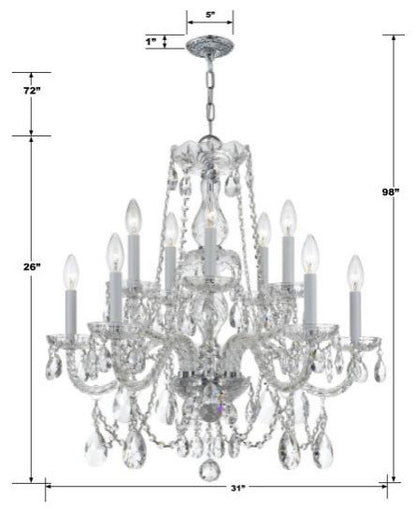Crystal 12-Light 2-Tier Chandelier in Classic Style, 31"Wx26"HBy Crystorama Lighting