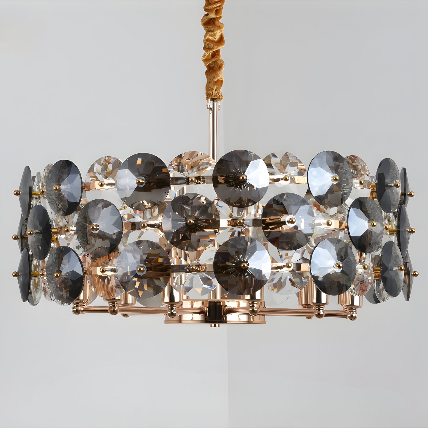 Aalst | Modern Drum Gold Chandelier for Living Room, Medium - Dia23.6xh51" / Dia60xh130cm, Warm LightBy Miron Demid LLC