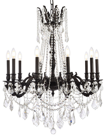 Elegant Lighting 9210D28/RC Rosalia 10 Light 28"W Crystal - Dark BronzeBy Elegant Furniture & Lighting