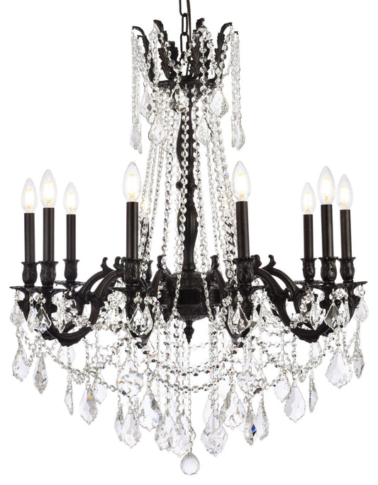 Elegant Lighting 9210D28/RC Rosalia 10 Light 28"W Crystal - Dark BronzeBy Elegant Furniture & Lighting