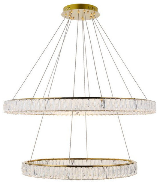 Madeleine Integrated LED Light Gold Chandelier Clear Royal Cut CrystalBy Home Living