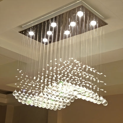 Agropoli | Luxury Rectangle LED Crystal Lamp for Dining Room, L39.4xw9.8xh39.4", Cool LightBy Miron Demid LLC
