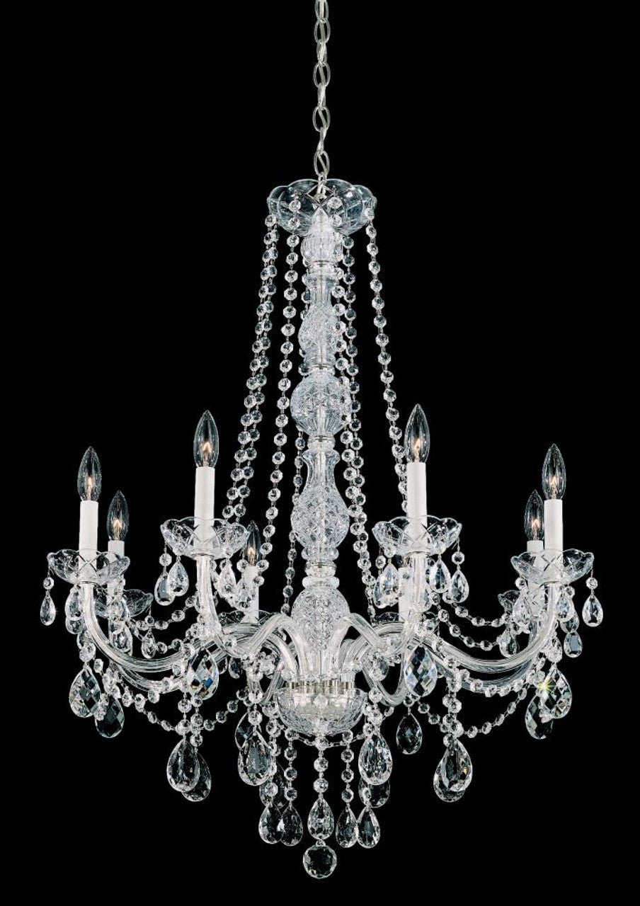 Arlington Chandelier, 8-Light, Silver, Clear Heritage Crystal, 28"W (1305-40H MVLXV)