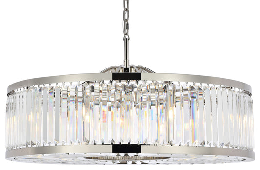 Elegant Lighting 1233G43/RC Chelsea 10 Light 44"W Crystal Drum - PolishedBy Elegant Furniture & Lighting