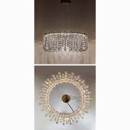 Cagnano Amiterno | Posh Large LED Crystal Pendant Chandelier, 1 Layer Medium2 -Dia31.5", Cool LightBy Miron Demid LLC