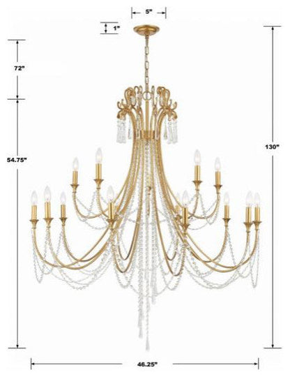 Crystorama arc-1919-ga-cl-mwp-xb-5524-WB Arcadia  15-Light 2-Tier ChandelierBy Crystorama Lighting