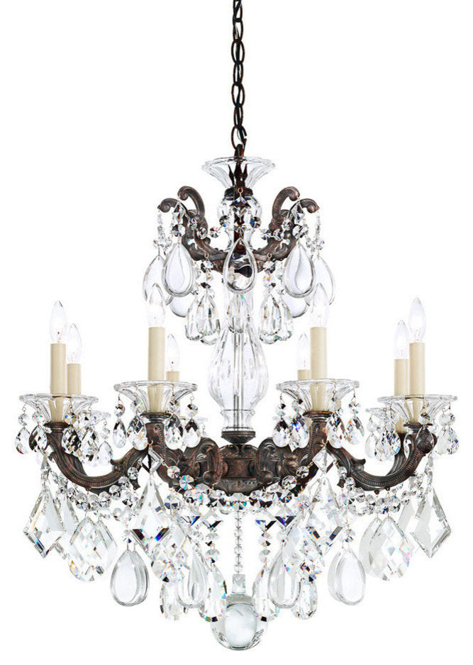 La Scala 8-Light 27"H Chandelier, Florentine Bronze, Clear Heritage CrystalBy Schonbek
