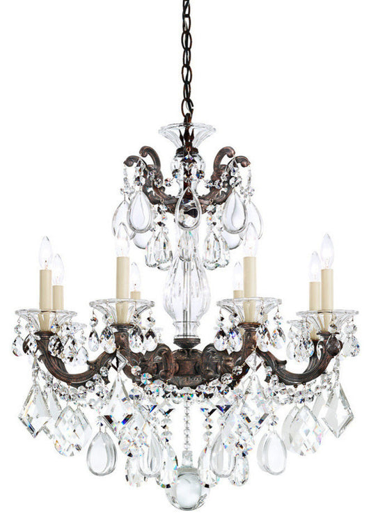 La Scala 8-Light 27"H Chandelier, Florentine Bronze, Clear Heritage CrystalBy Schonbek