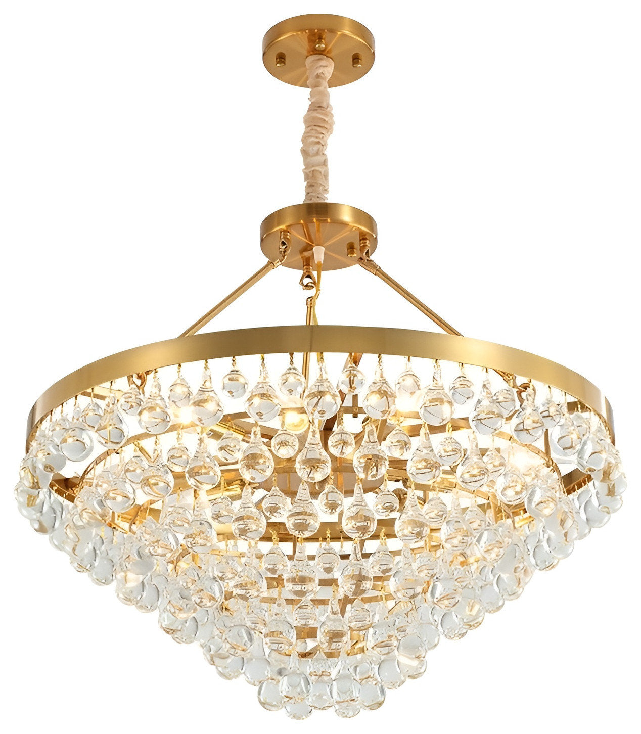 Houffalize | Gold/Black Crystal Round Chandelier for Living Room, Gold29.5"By Miron Demid LLC
