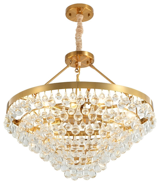 Houffalize | Gold/Black Crystal Round Chandelier for Living Room, Gold29.5"By Miron Demid LLC