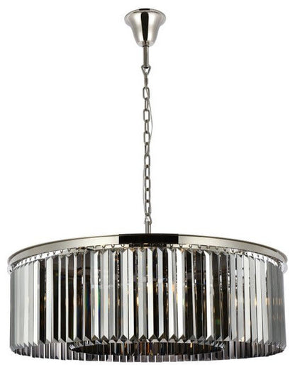 Elegant Lighting 1238G43-SS/RC Sydney 10 Light 44"W Crystal Drum - Matte BlackBy Elegant Furniture & Lighting