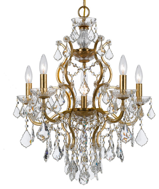 Filmore 6 Light Chandelier, Antique Gold, Clear Swarovski StrassBy Crystorama Lighting