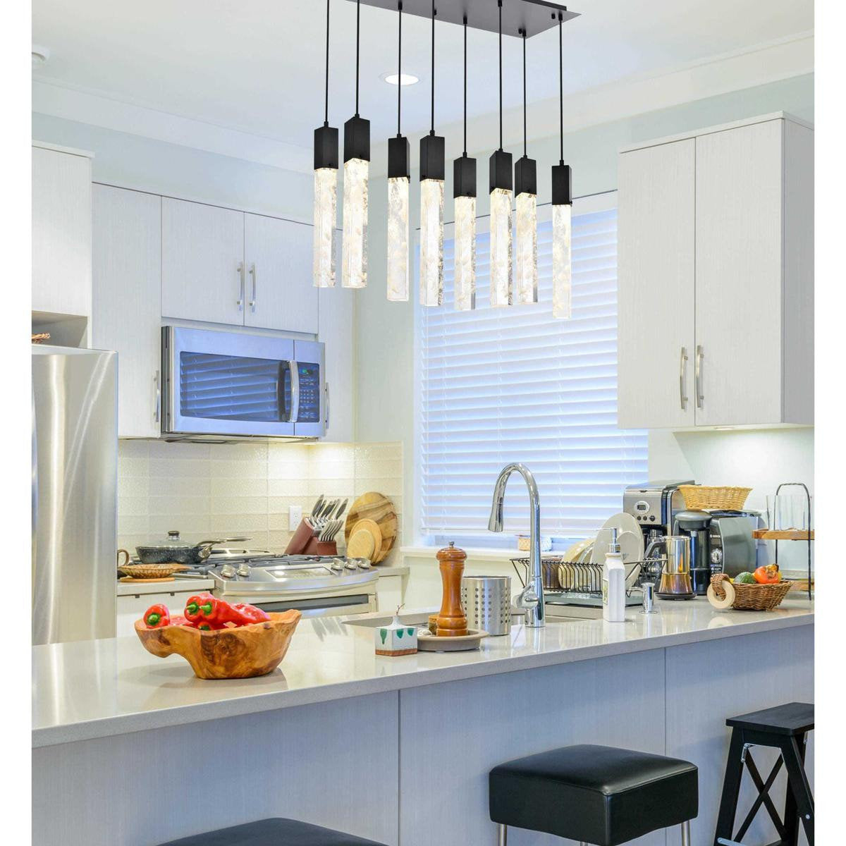 Aurora 8 Light Pendant, BlackBy Elegant Furniture & Lighting
