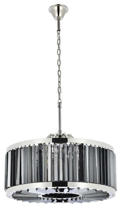 Elegant Lighting 1203D28-SS/RC Chelsea 8 Light 28"W Crystal Drum - Matte BlackBy Elegant Furniture & Lighting