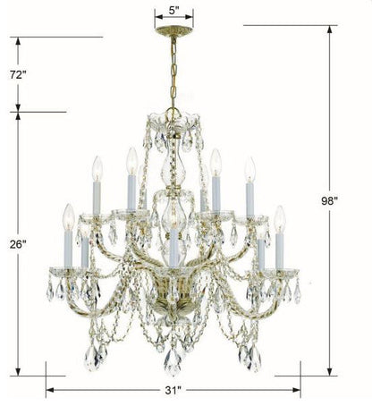 Crystal 12-Light 2-Tier Chandelier in Classic Style, 31"Wx26"HBy Crystorama Lighting