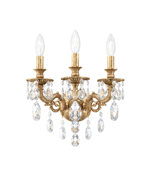 Schonbek 5643-26S, 3 Light Crystal Sconce In French GoldBy Schonbek