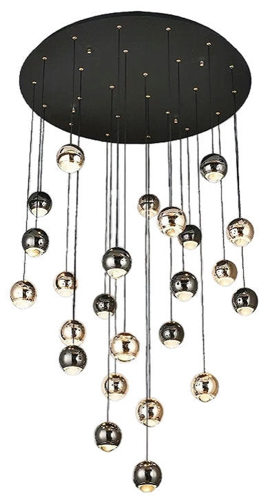 MIRODEMI? Laigueglia | Crystal LED Chandelier with Hanging Balls, Black + Gold, 24 Lights, Cool Light, DimmableBy Miron Demid LLC