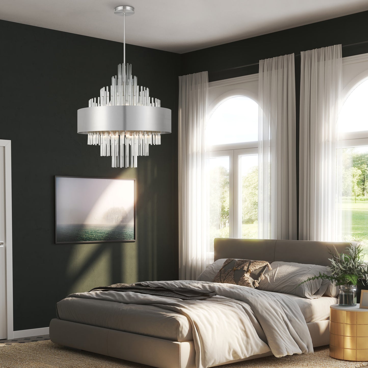 Livex Lighting 48877 Orenburg 14 Light 35"W Crystal Waterfall - Brushed NickelBy Livex Lighting Inc.