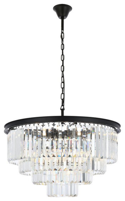 Elegant 1231D32MB/RC Sydney 17-Light Matte Black Chandelier ClearBy Elegant Furniture & Lighting