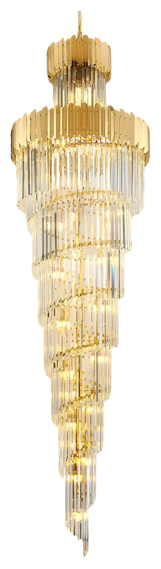 Trinite | Exclusive Long Gold Modern Crystal Chandelier, 19.7By Miron Demid LLC