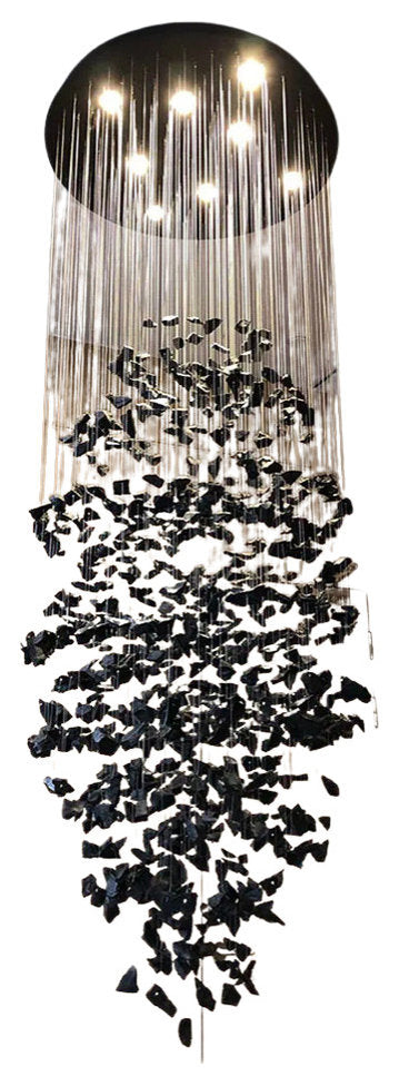 Multi Crystal Duplex Chandelier, Cool Light, D100xH300CM, Black Pearl GraniteBy Morsale.com