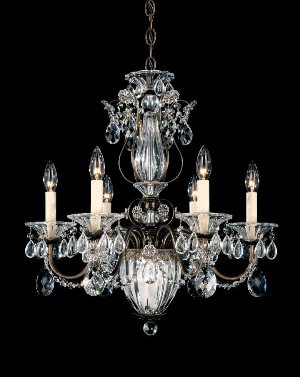 Sterling Chandelier, 45-Light, Polished Silver, Clear Heritage Crystal, 60"W (3612-40H 17XZ75)