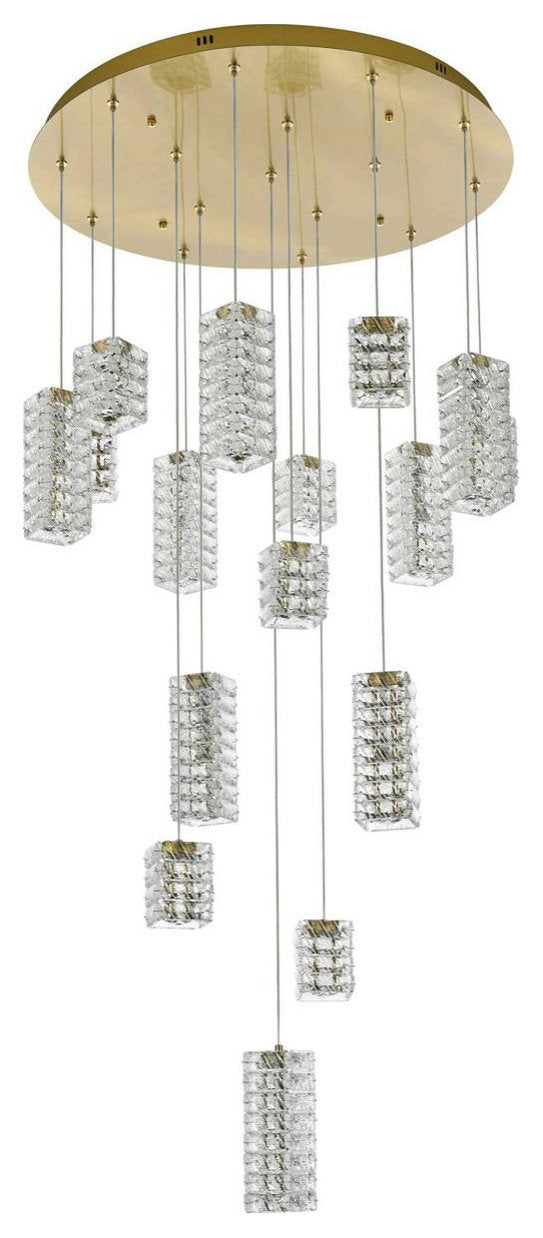 Aston 16 Light Pendant, Satin GoldBy Elegant Furniture & Lighting