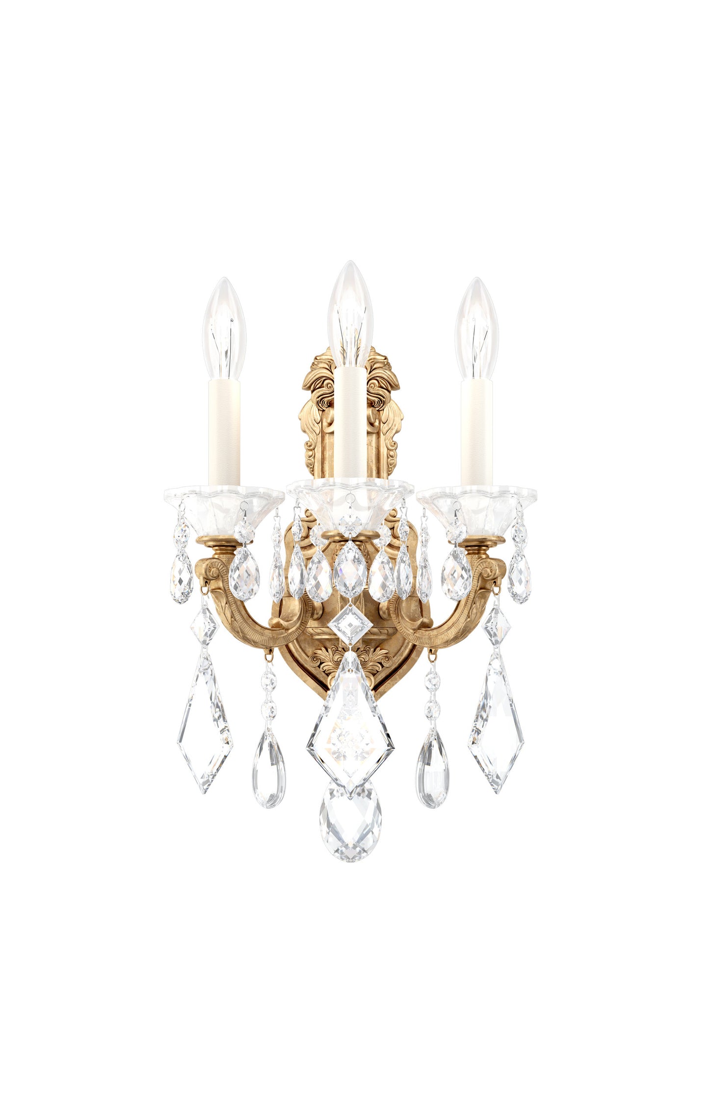 Schonbek 5071-26, 3 Light Crystal Sconce In French GoldBy Schonbek
