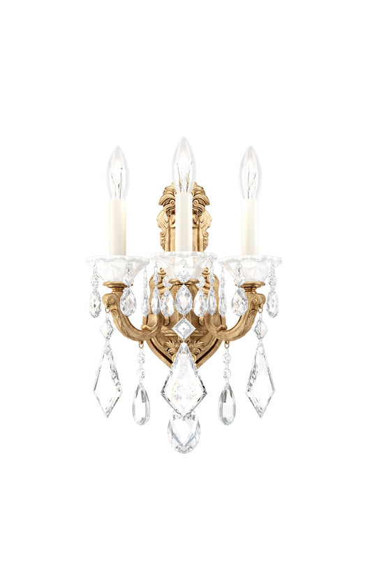 Schonbek 5071-26, 3 Light Crystal Sconce In French GoldBy Schonbek