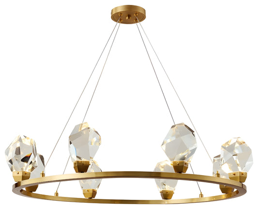 Zagarise | Circle/Linear Diamond Crystal Chandelier for Bedroom, Ring31,5"By Miron Demid LLC