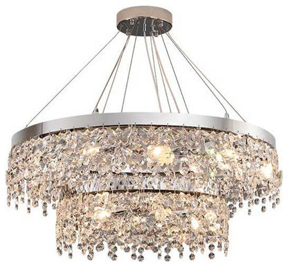 Modern Chrome Crystal LED Chandelier for Dining Room, Kitchen, Dia39.4xh7.0+39.4", 1 Ring, Cool LightBy Miron Demid LLC