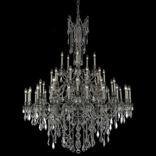 Elegant Lighting 9245G54/RC Rosalia 45 Light 54"W Crystal - PewterBy Elegant Furniture & Lighting
